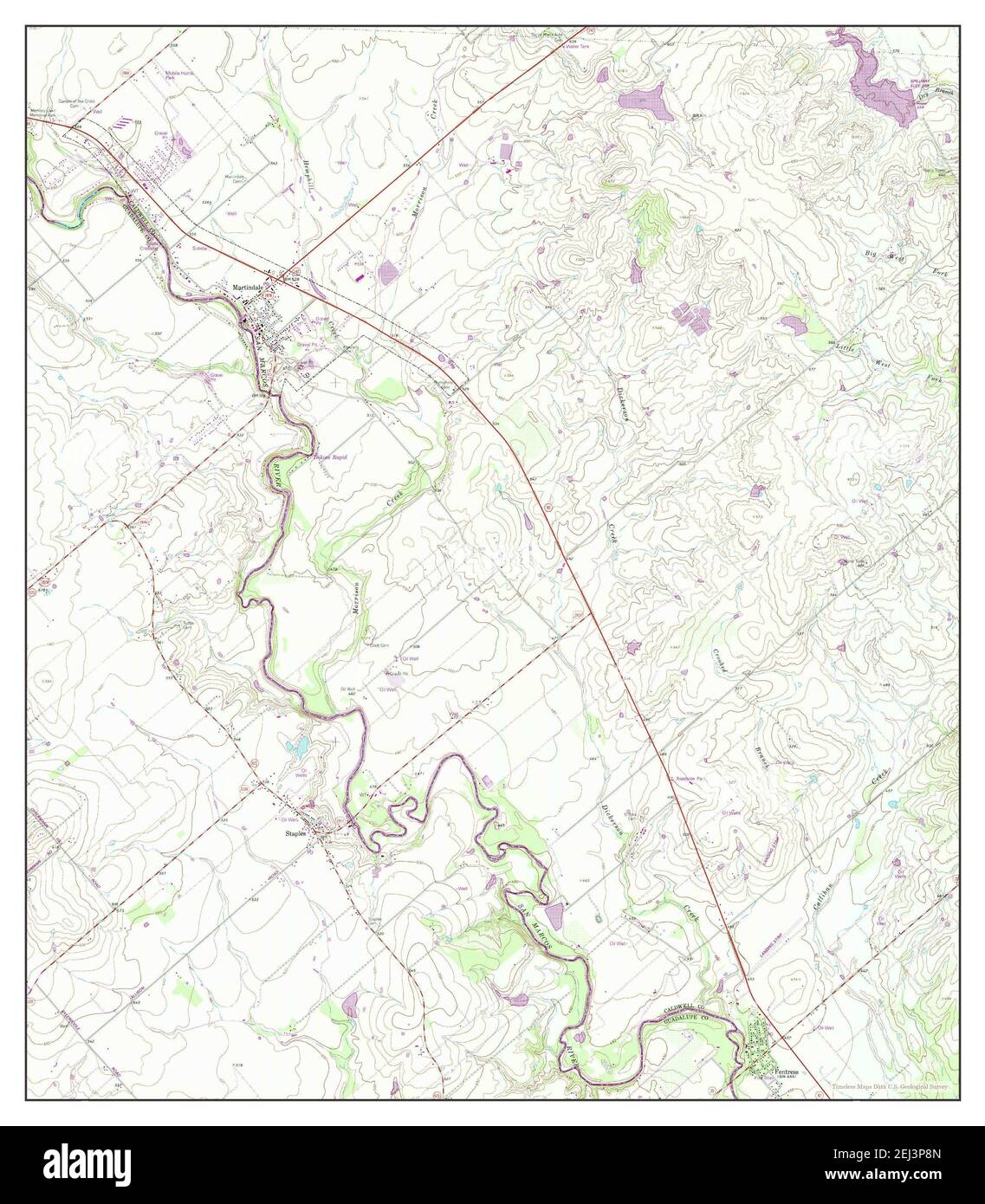 Martindale, Texas, map 1964, 124000, United States of America by