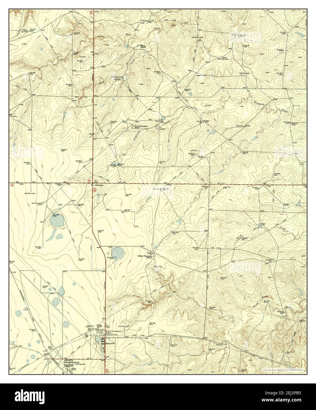 Masterson, Texas, map 1953, 1:24000, United States of America by Timeless Maps, data U.S. Geological Survey Stock Photo