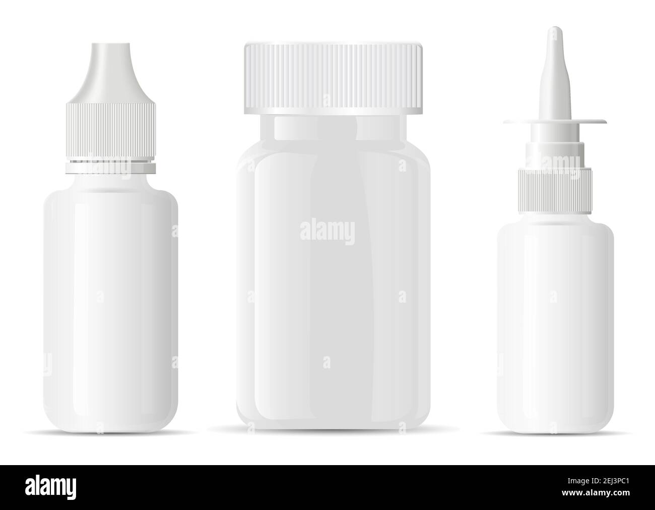 Nasal spray bottle. Pill bottle container blank mockup. Medical aerosol
