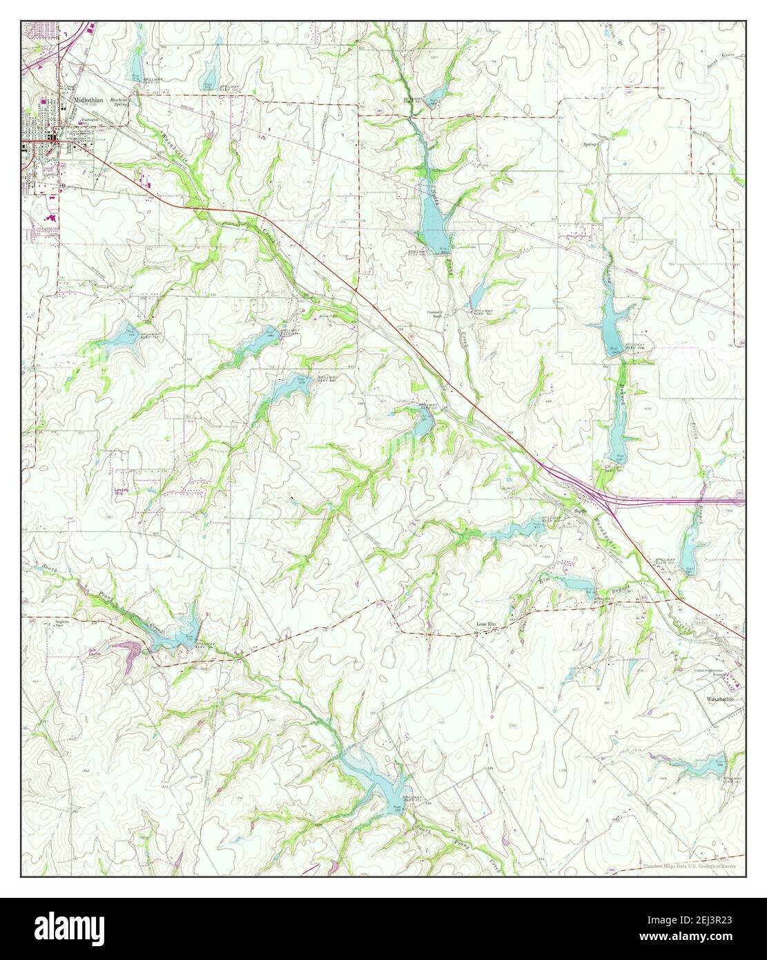 Midlothian Texas map, 1961