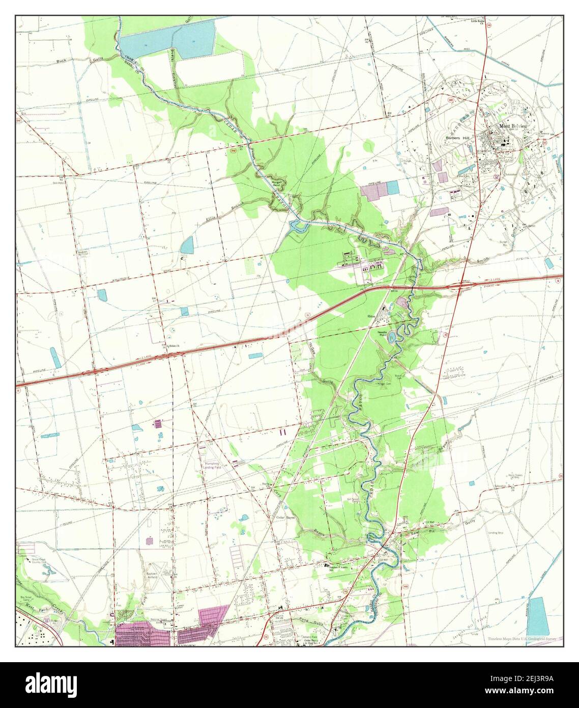 Mont Belvieu, Texas, map 1961, 124000, United States of America by