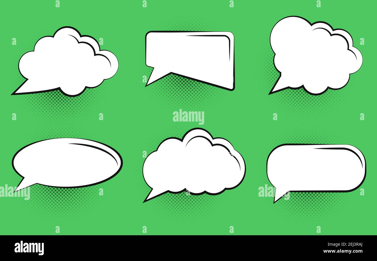 Comic Speech Bubble Set on green background. EPS 10 Stock Vector