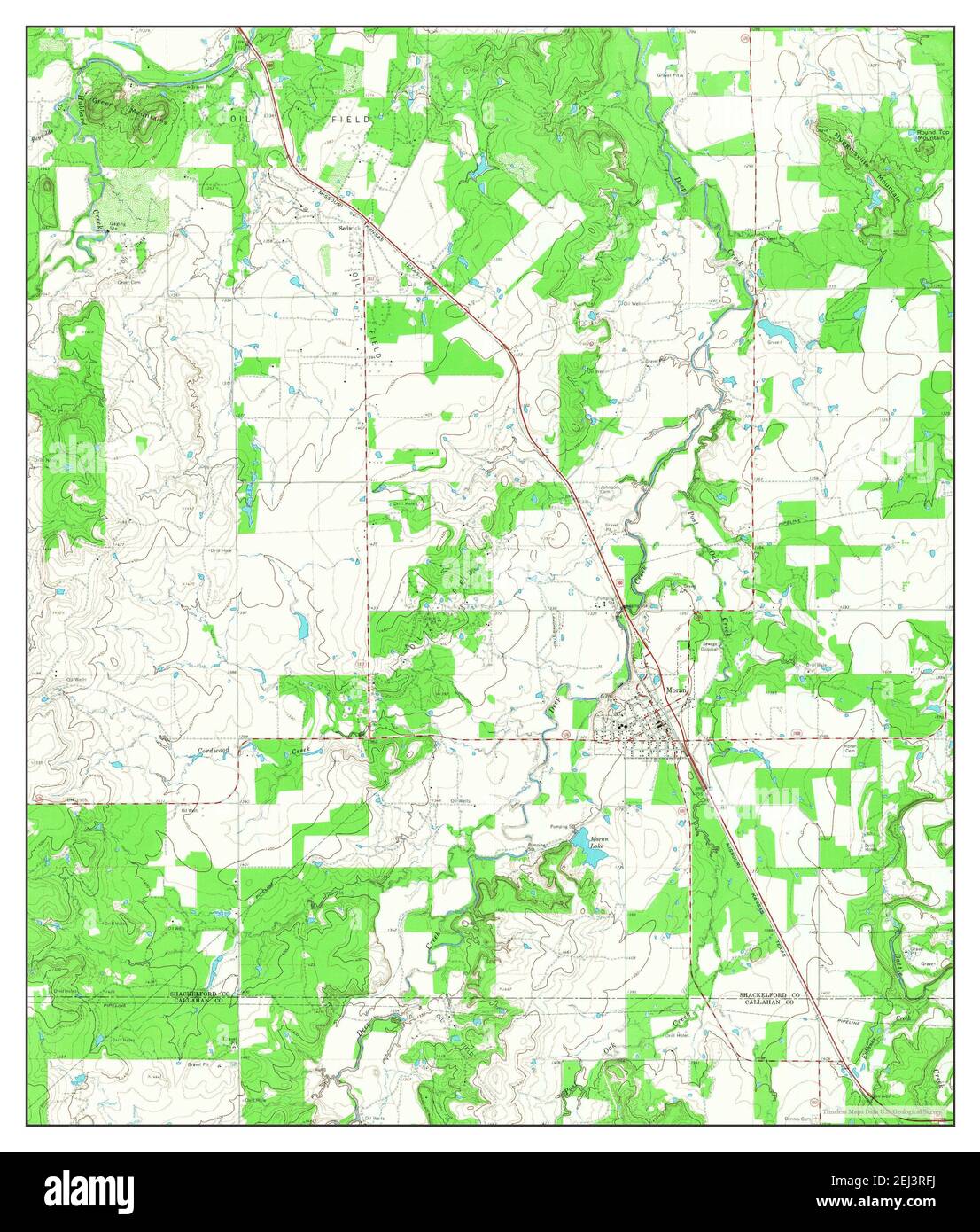 Moran, Texas, map 1965, 124000, United States of America by Timeless