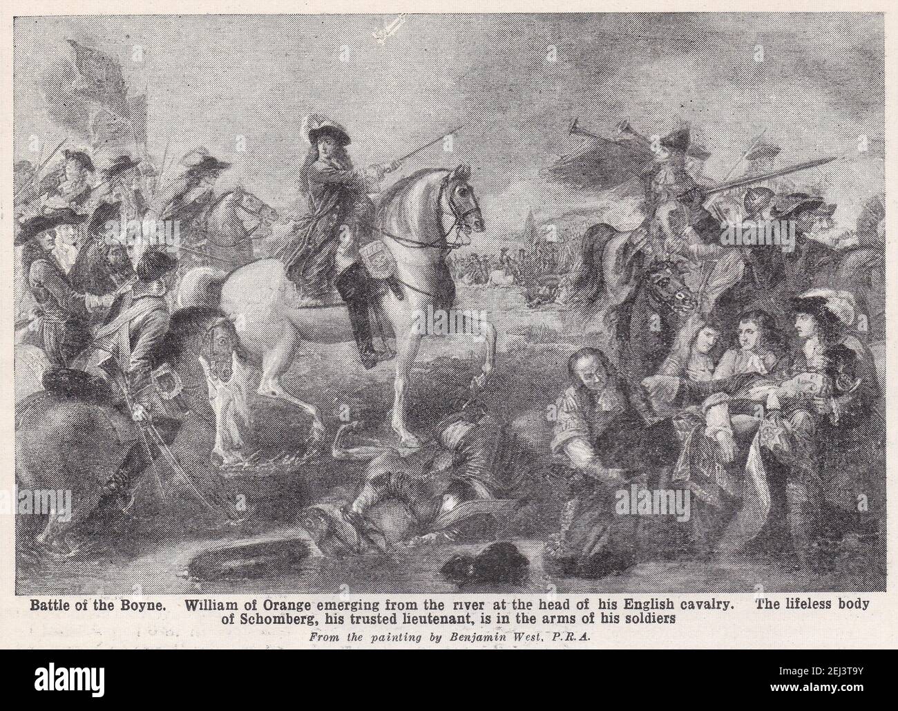 The Battle of the Boyne - William of Orange emerging from the river at ...
