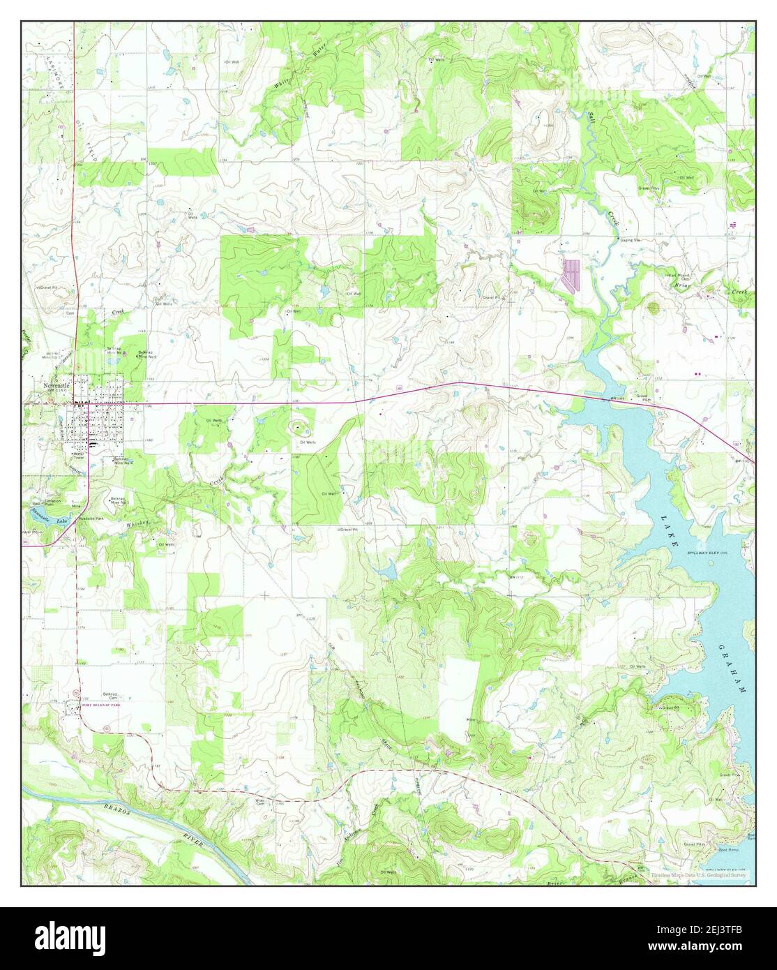 Newcastle, Texas, map 1964, 124000, United States of America by