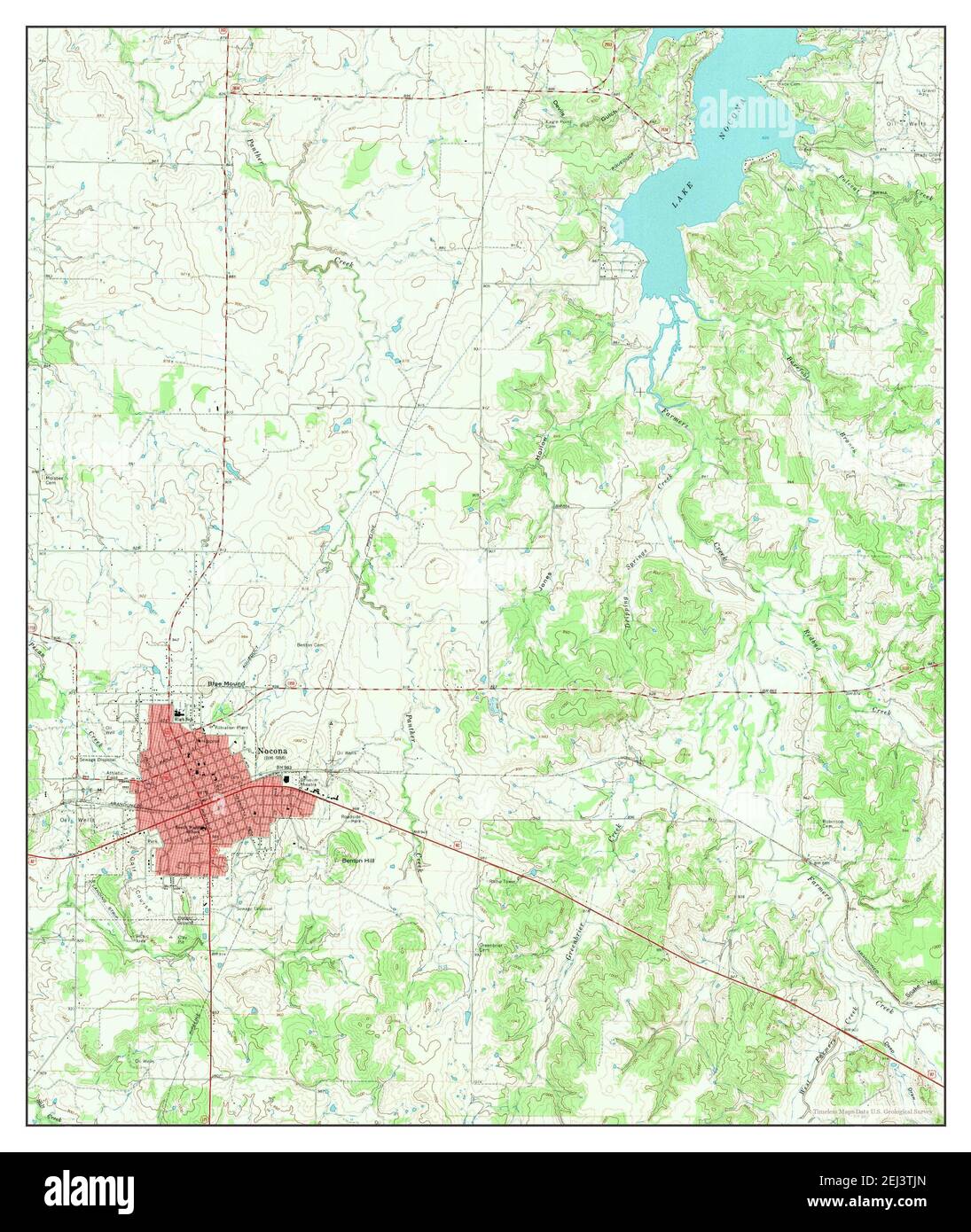 Nocona, Texas, map 1968, 124000, United States of America by Timeless