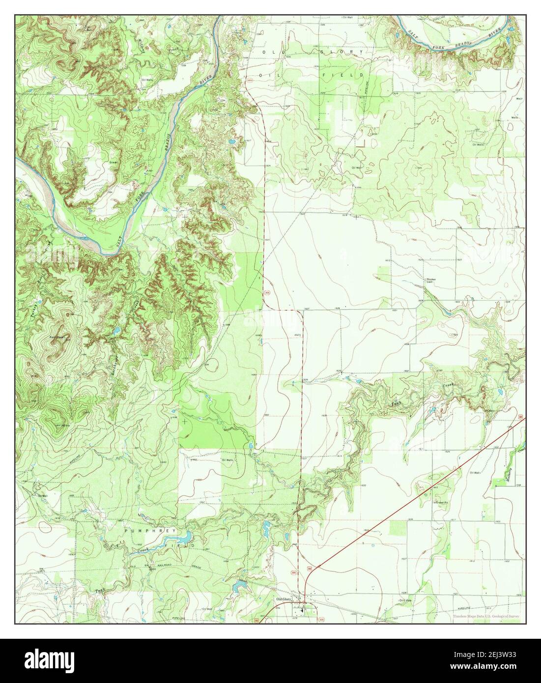 Old Glory, Texas, map 1969, 124000, United States of America by