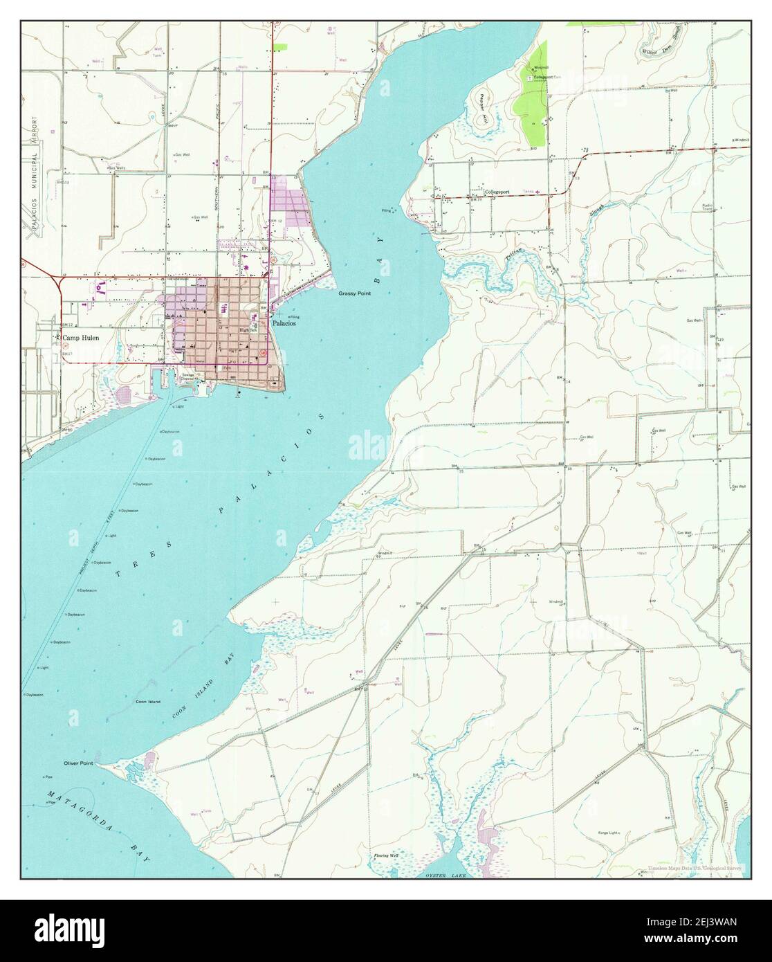 Palacios, Texas, map 1952, 124000, United States of America by