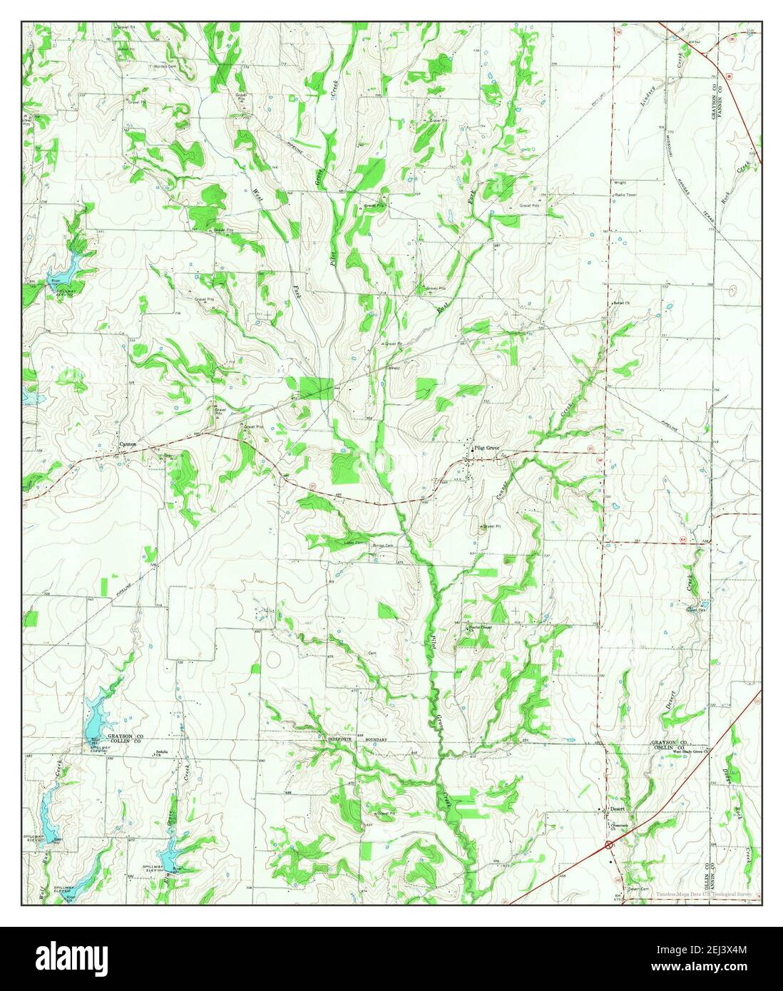 Pilot Grove, Texas, map 1964, 124000, United States of America by