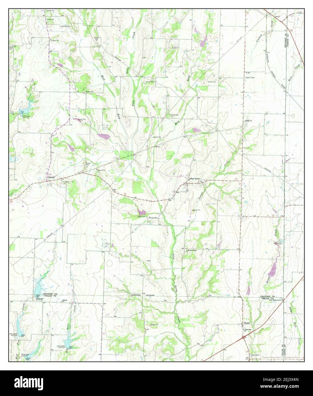 Pilot Grove, Texas, map 1964, 124000, United States of America by