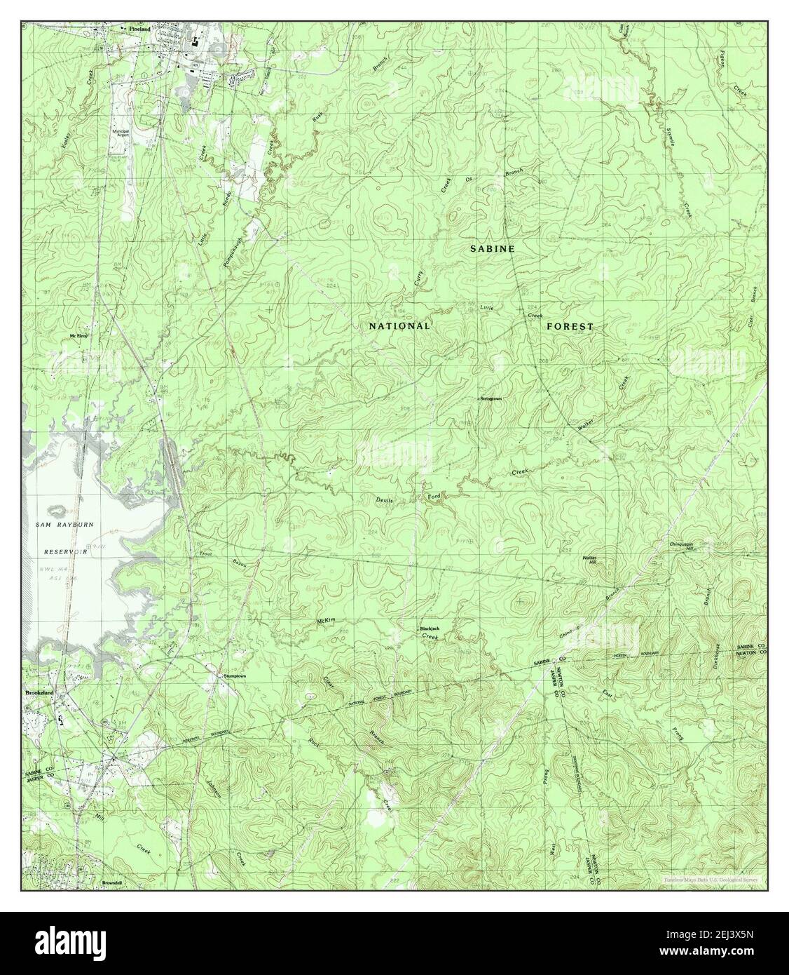 Pineland South, Texas, map 1984, 124000, United States of America by Timeless Maps, data U.S