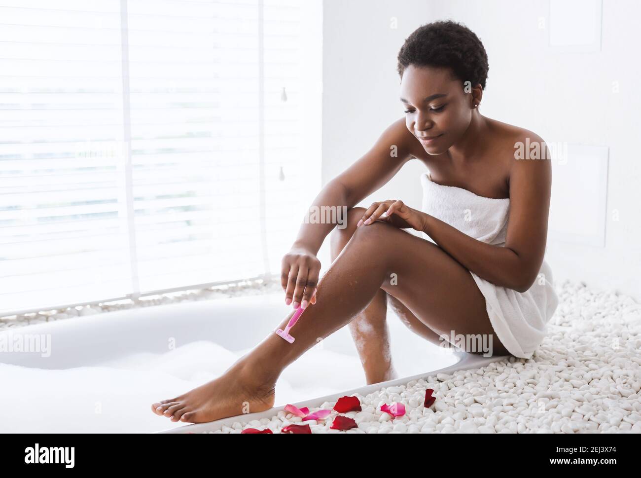 Spa treatment, hair removal, smooth skin and beauty care Stock Photo