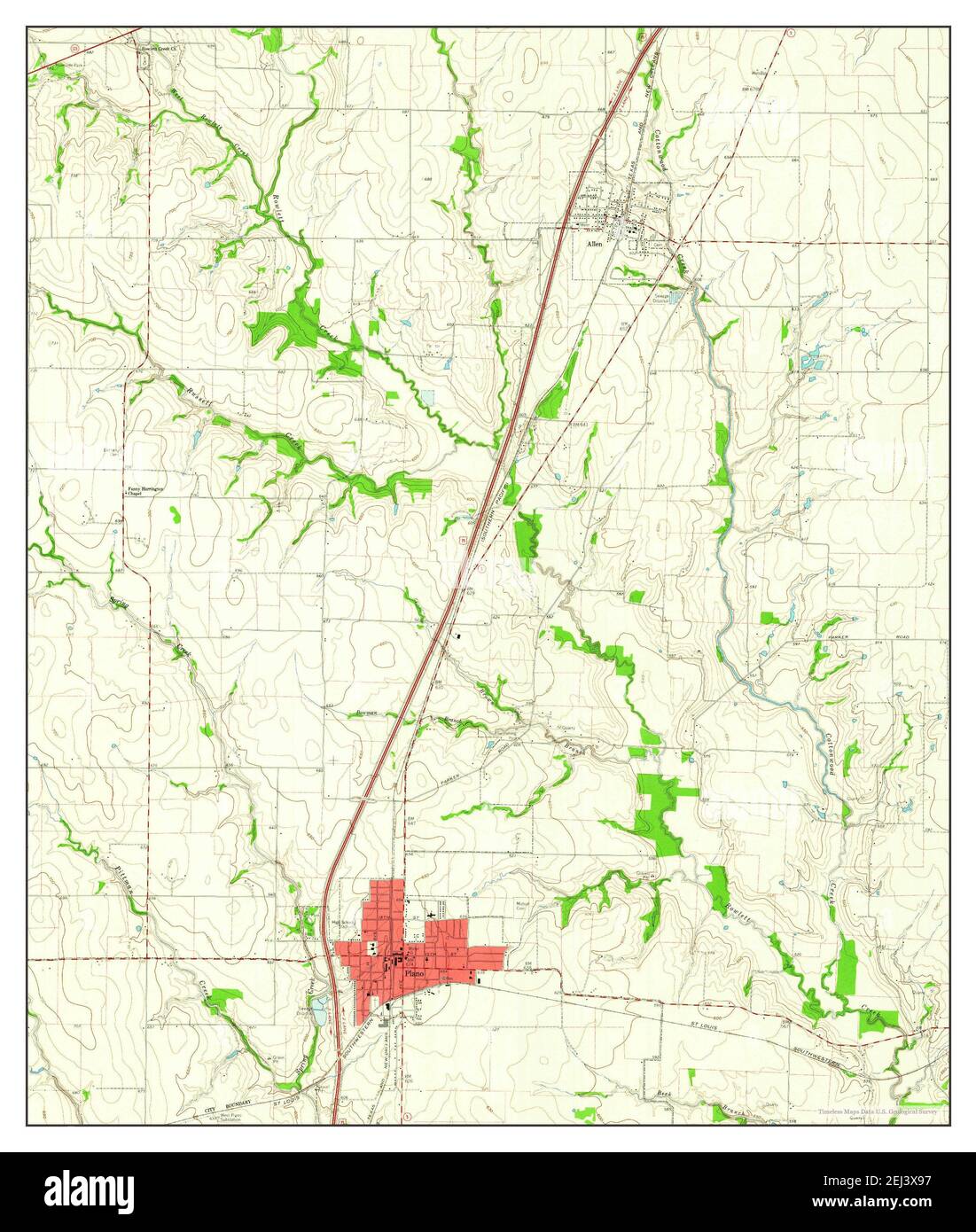 Plano, Texas, map 1960, 124000, United States of America by Timeless