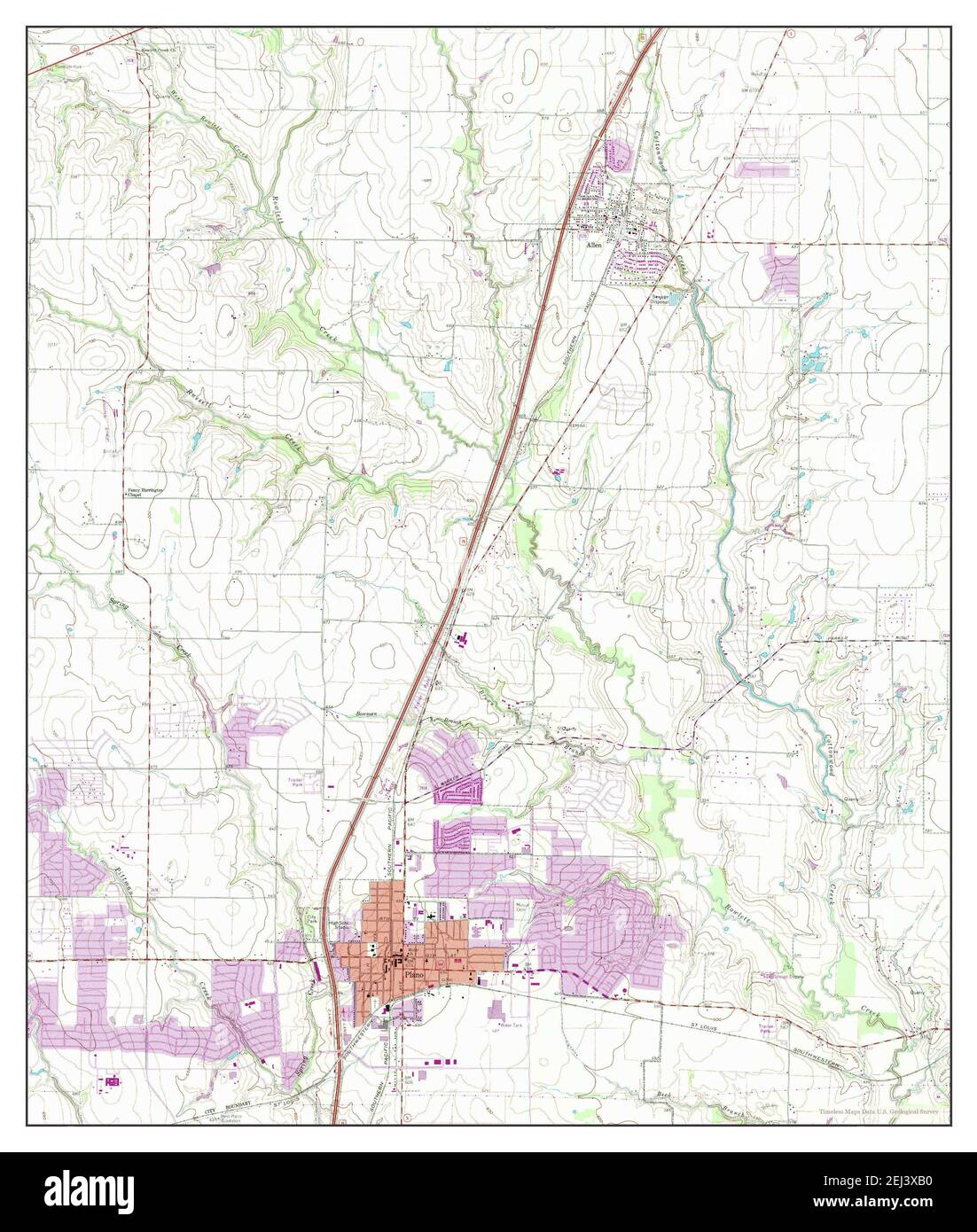 Plano, Texas, map 1960, 124000, United States of America by Timeless
