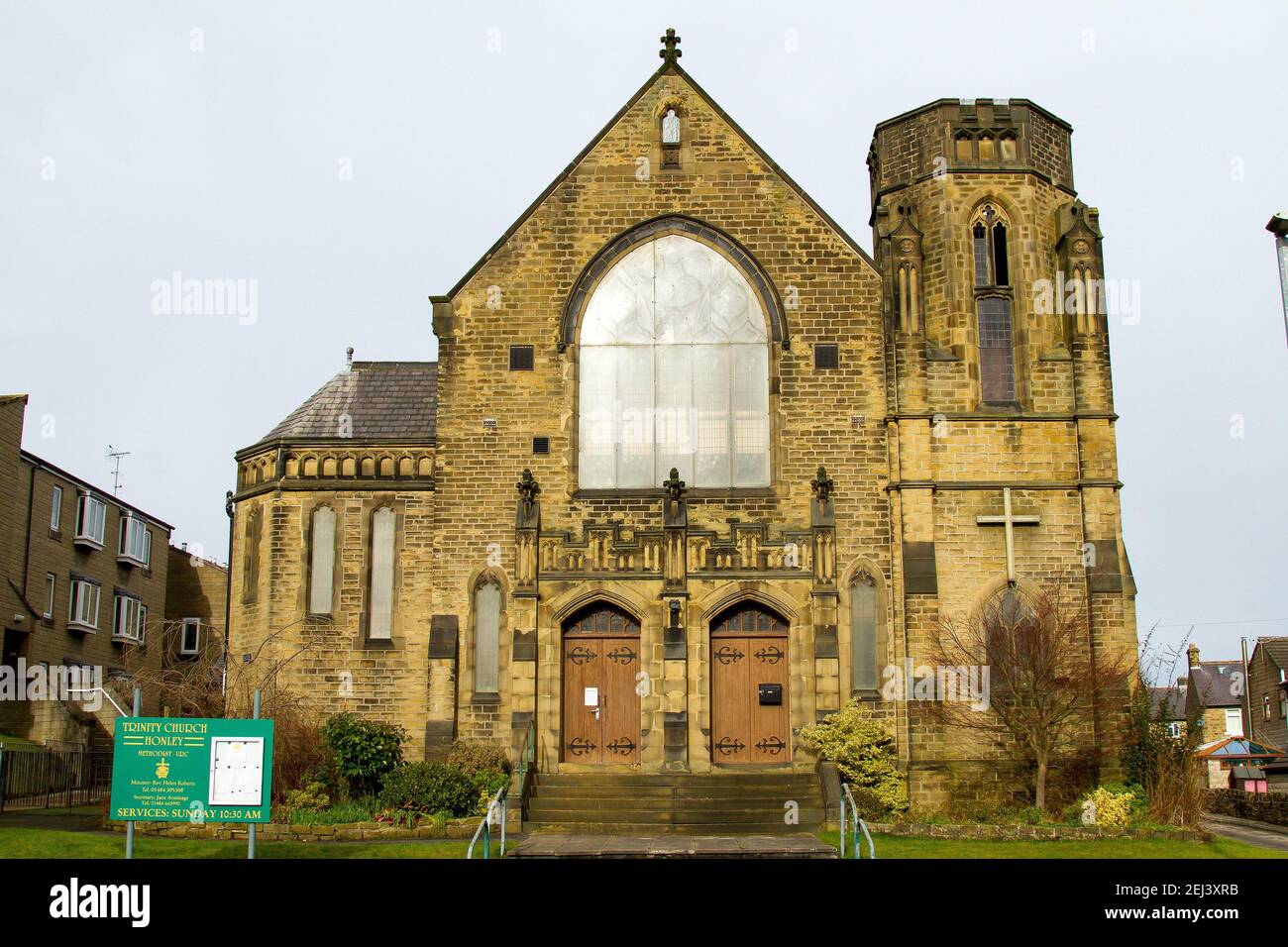 Honley, Holmfirth, Yorkshire, UK, 14 February 2021. Could places of worship be on the list of venues allowed to open soon? Trinity Church, Honley. RASQ Photography/Alamy Live News Stock Photo