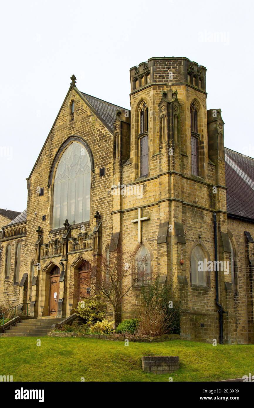 Honley, Holmfirth, Yorkshire, UK, 14 February 2021. Could places of worship be on the list of venues allowed to open soon? Trinity Church, Honley. RASQ Photography/Alamy Live News Stock Photo