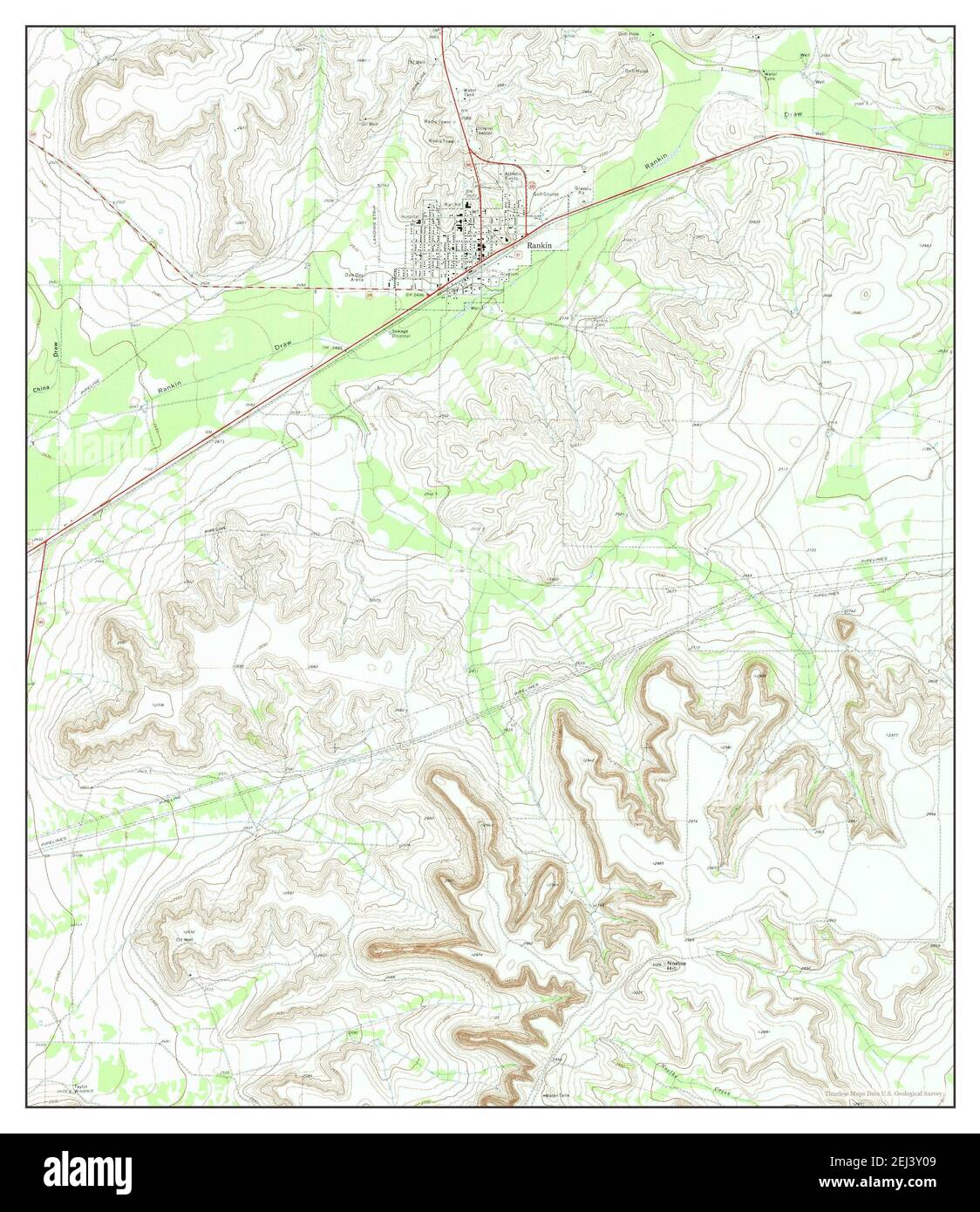 Rankin, Texas, map 1970, 124000, United States of America by Timeless