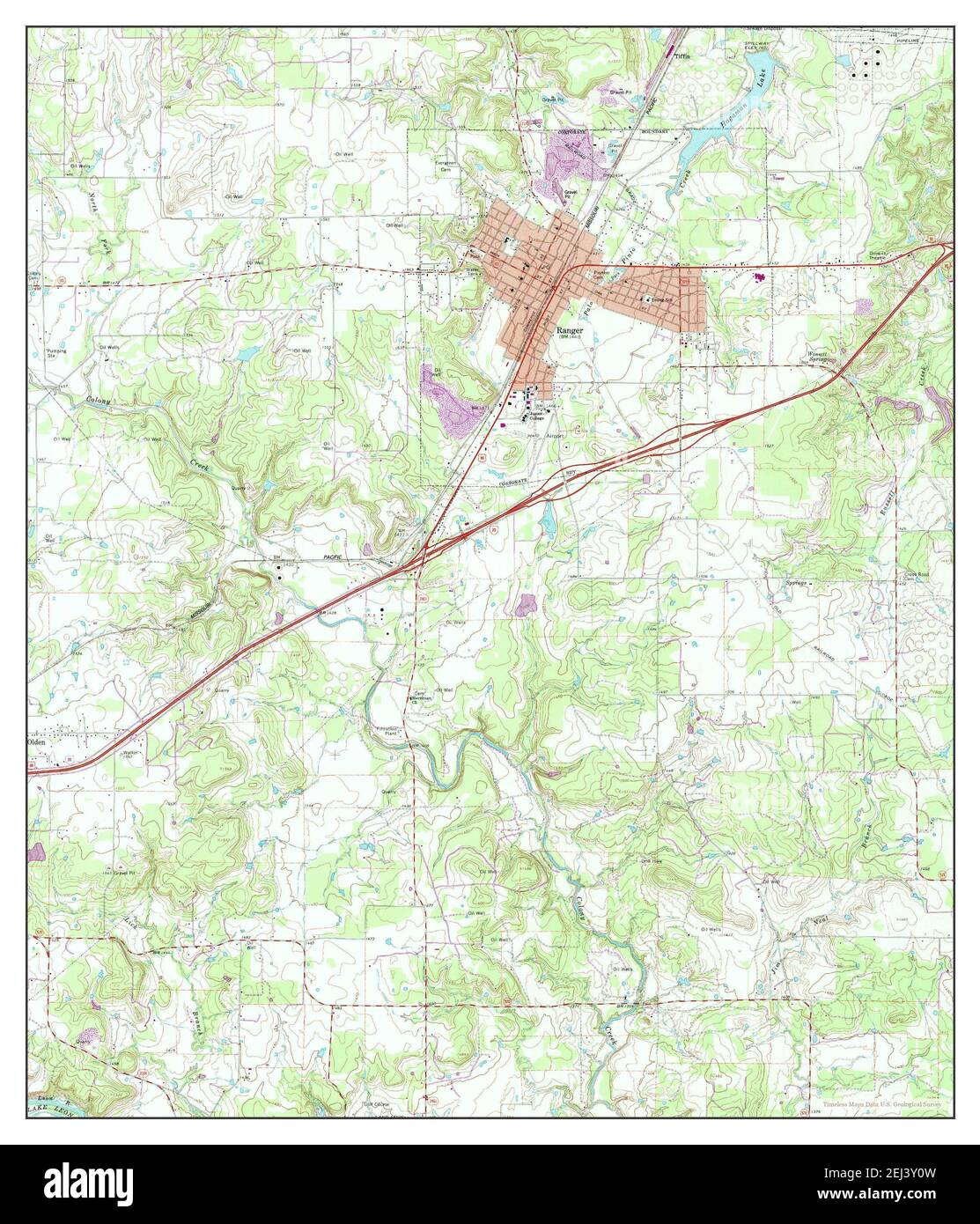 Ranger, Texas, map 1966, 124000, United States of America by Timeless