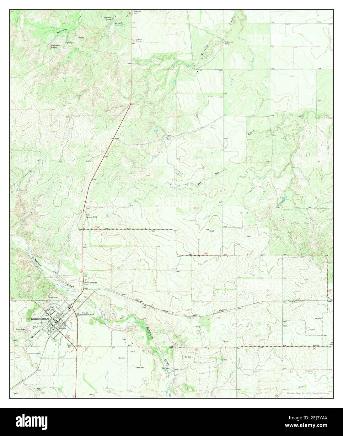 Roaring Springs, Texas, map 1968, 124000, United States of America by