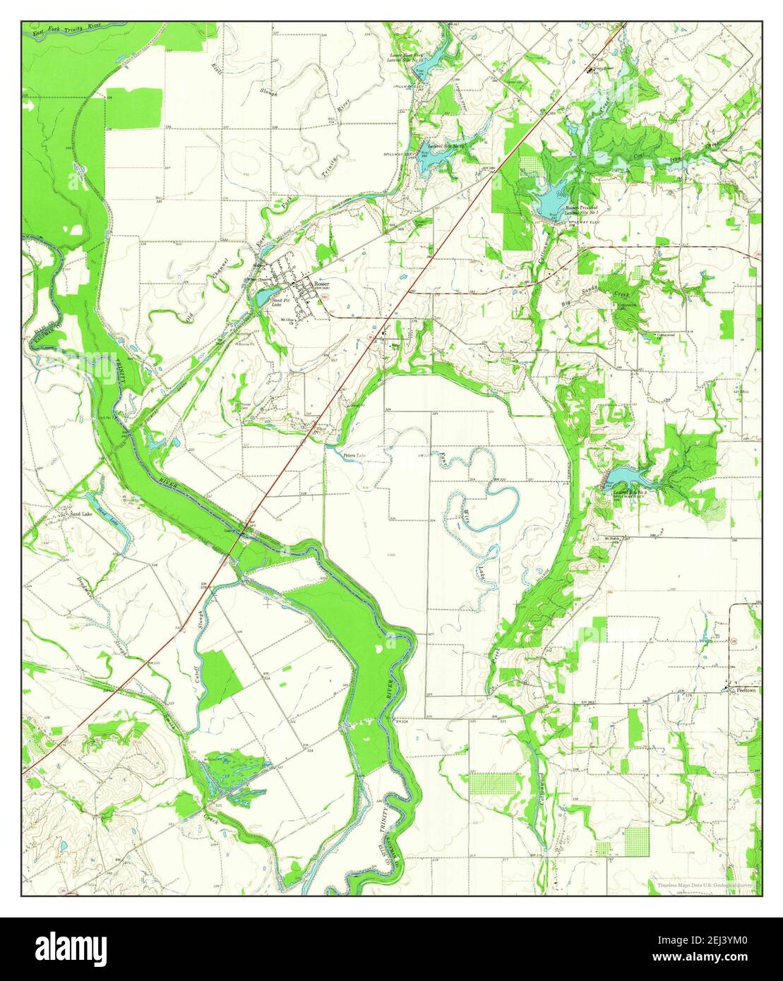Rosser, Texas, map 1963, 124000, United States of America by Timeless
