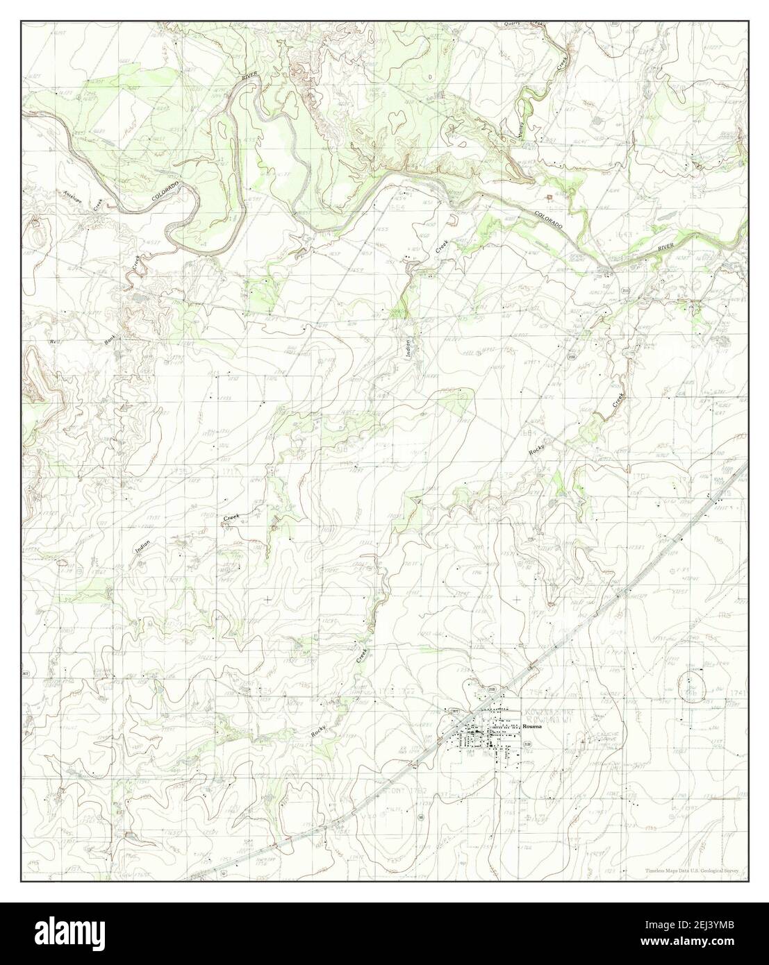 Rowena, Texas, map 1984, 124000, United States of America by Timeless Maps, data U.S