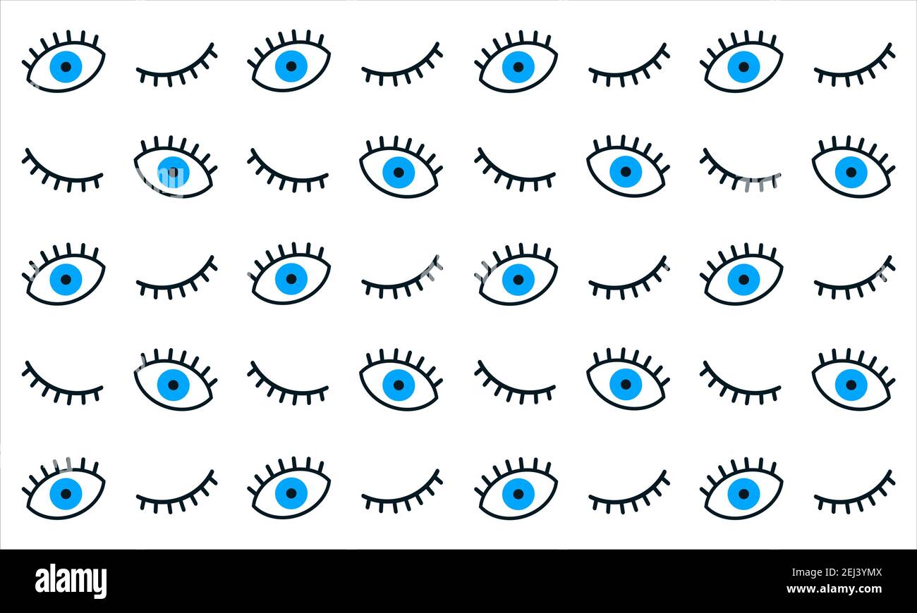 Blue eye. Vector seamless pattern with blue eye. Cute eye background illustration. Stock Vector