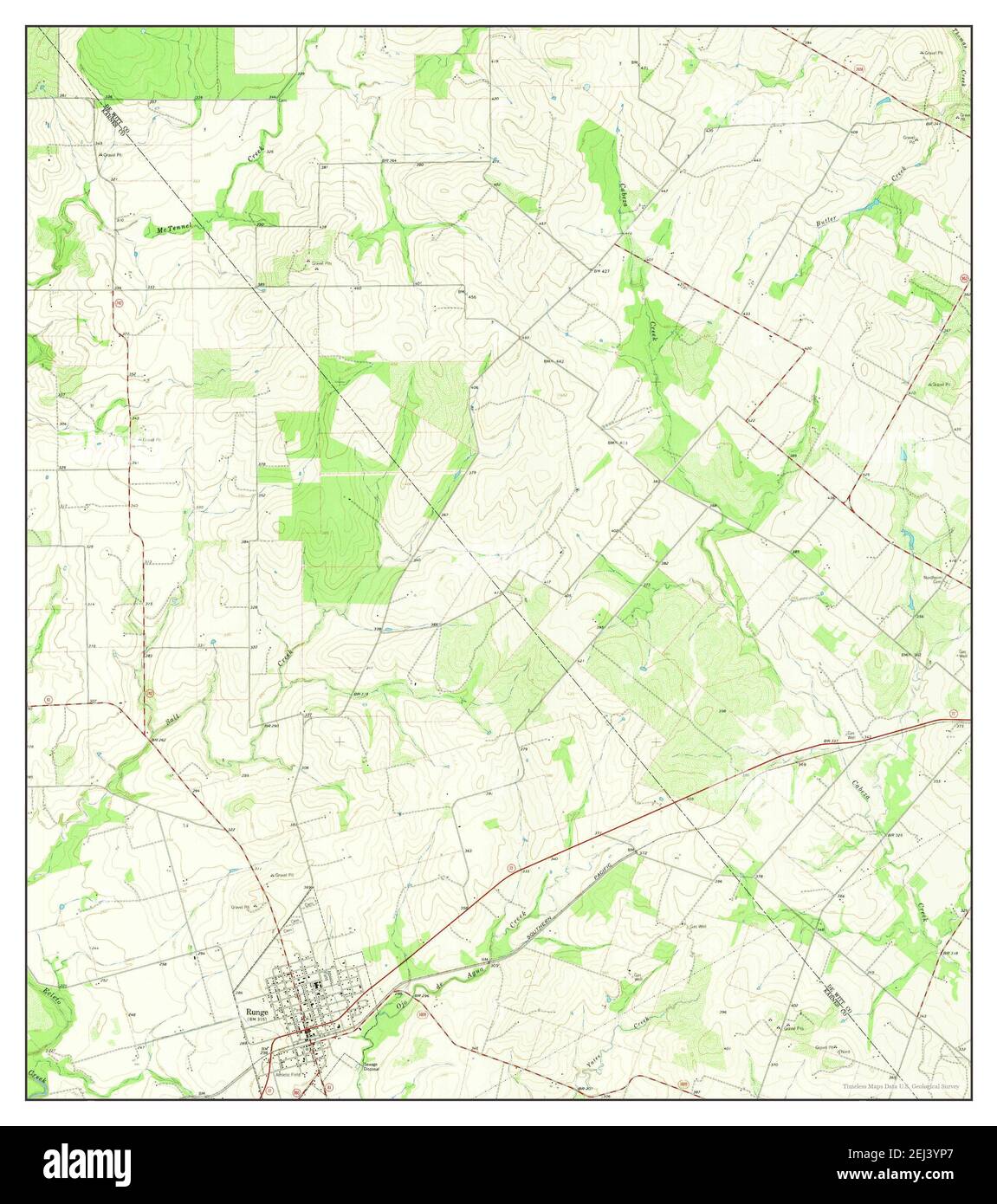 Runge, Texas, map 1963, 124000, United States of America by Timeless