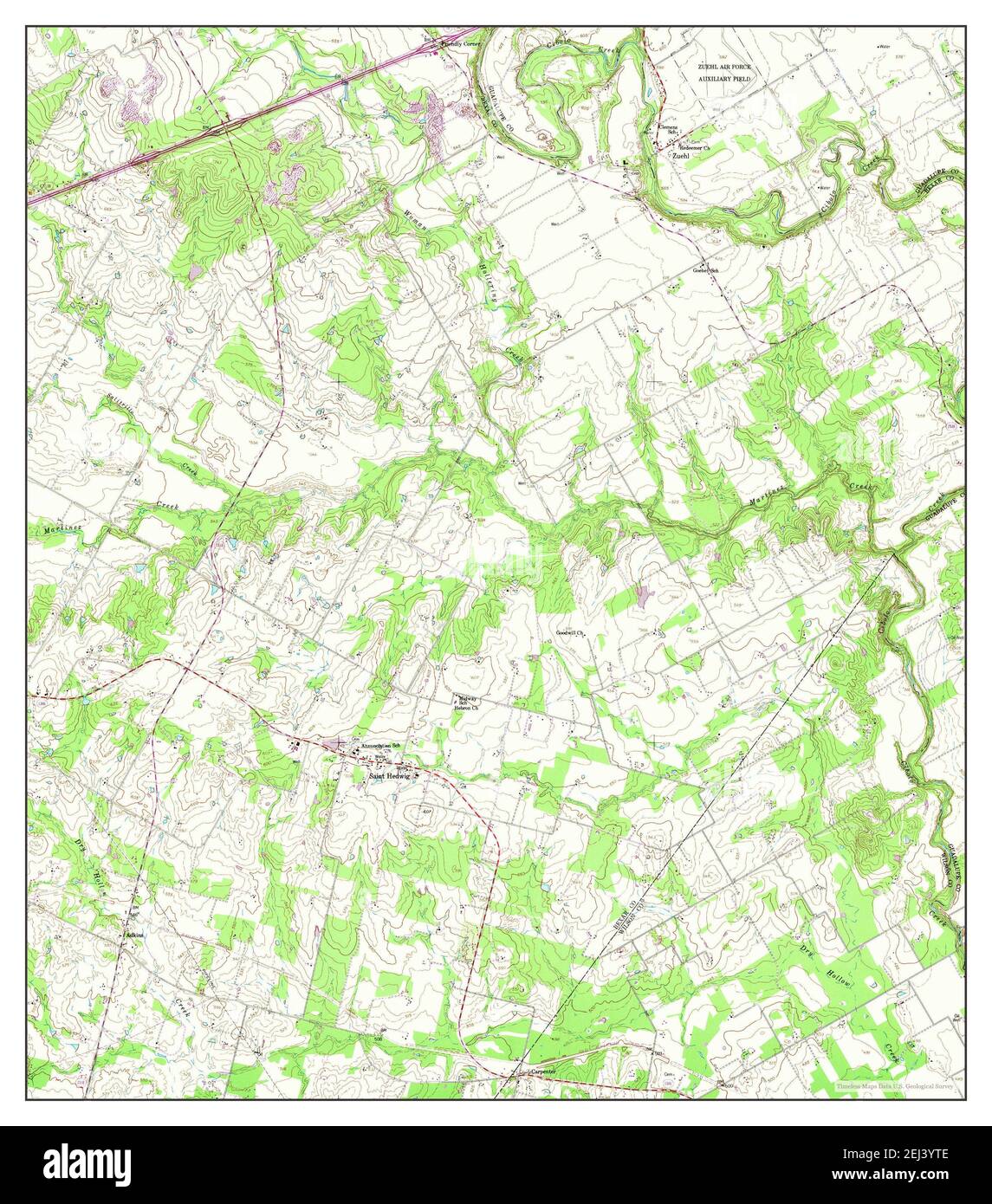 Saint Hedwig, Texas, map 1958, 124000, United States of America by Timeless Maps, data U.S