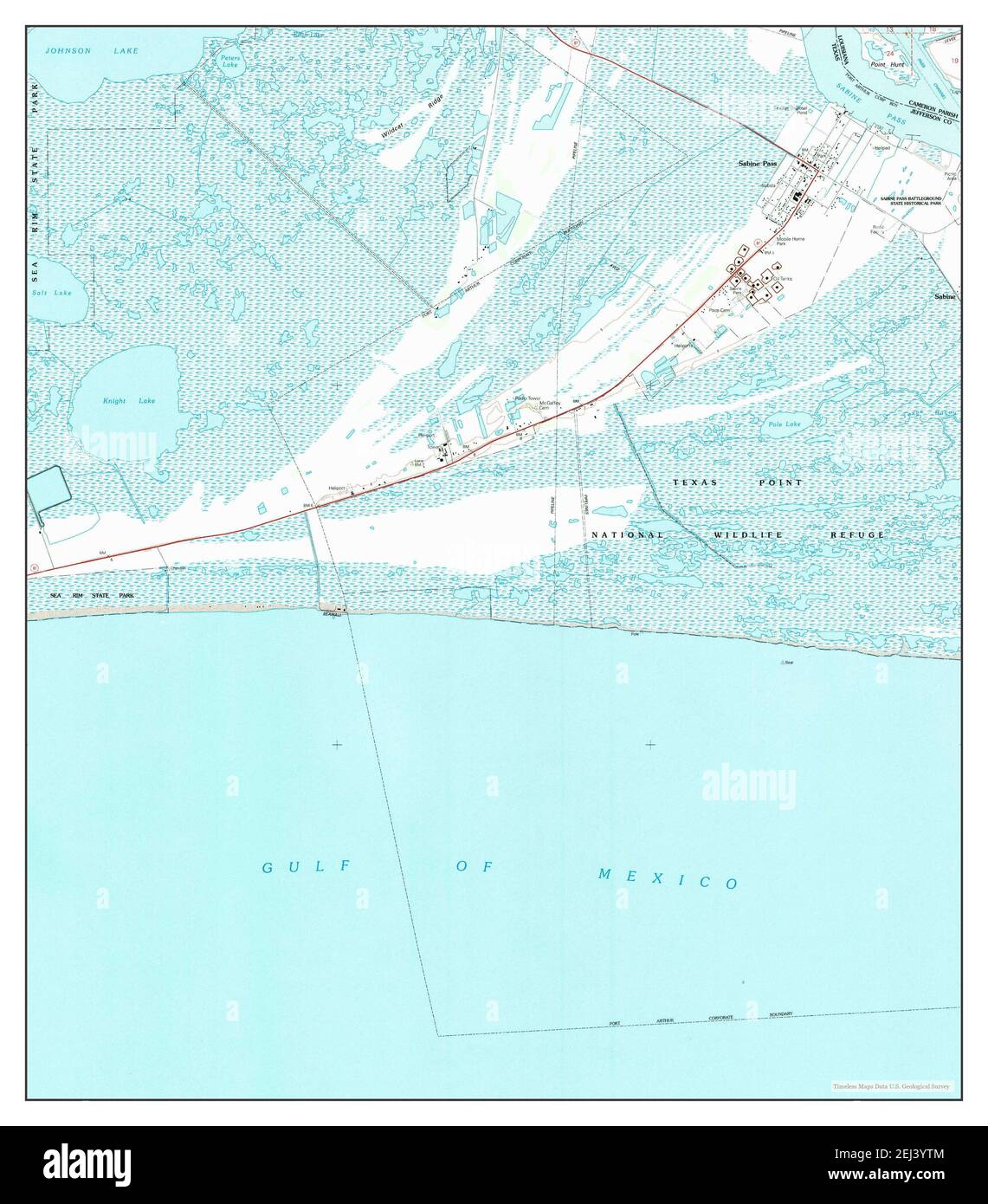 Sabine Pass, Texas, map 1993, 124000, United States of America by Timeless Maps, data U.S
