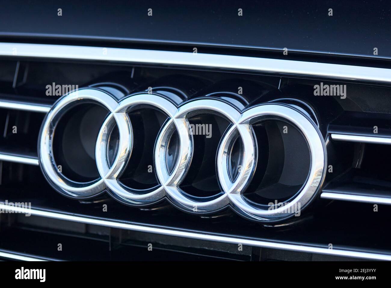 Audi Emblem on Black Background · Free Stock Photo