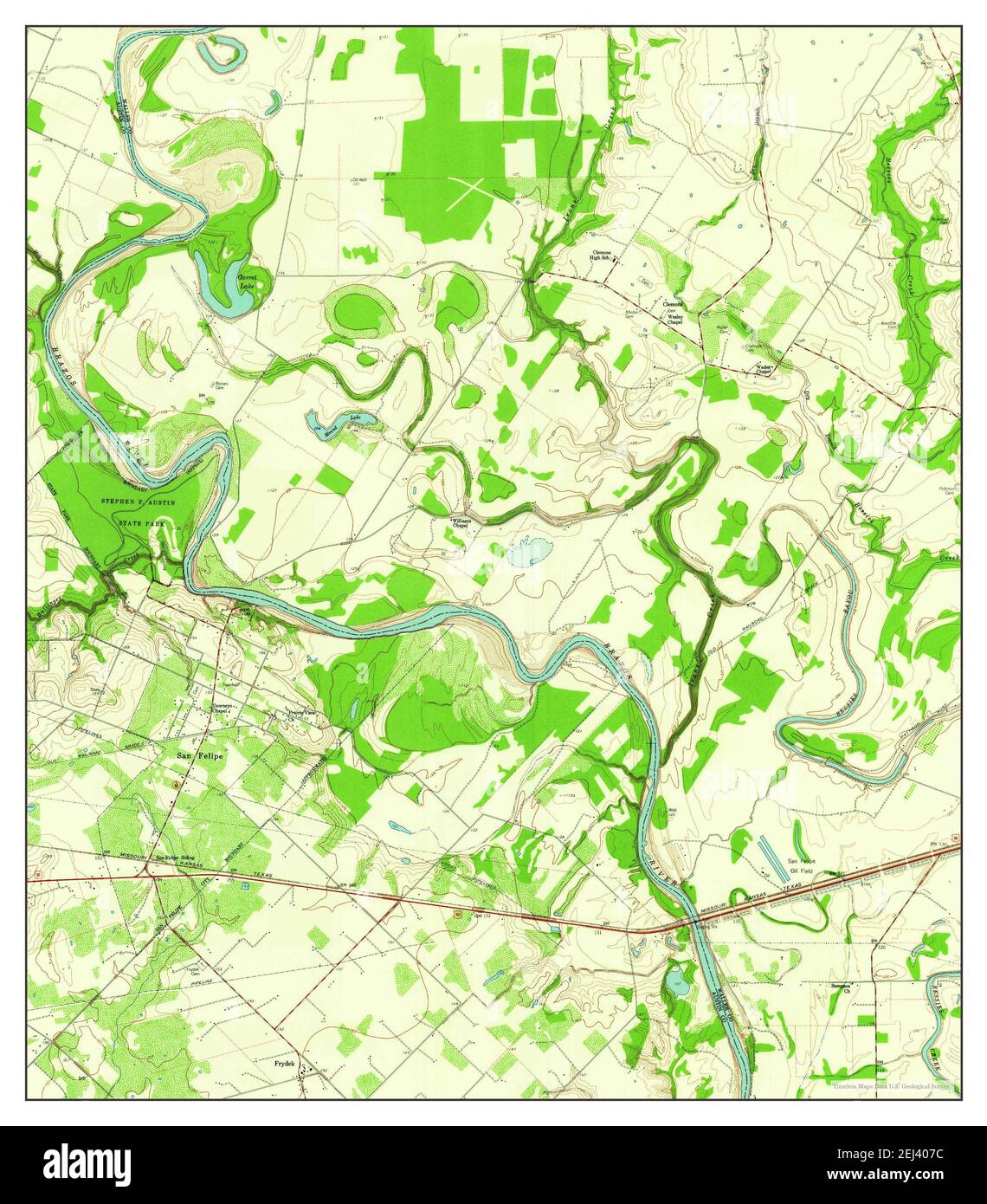 San Felipe, Texas, map 1960, 124000, United States of America by