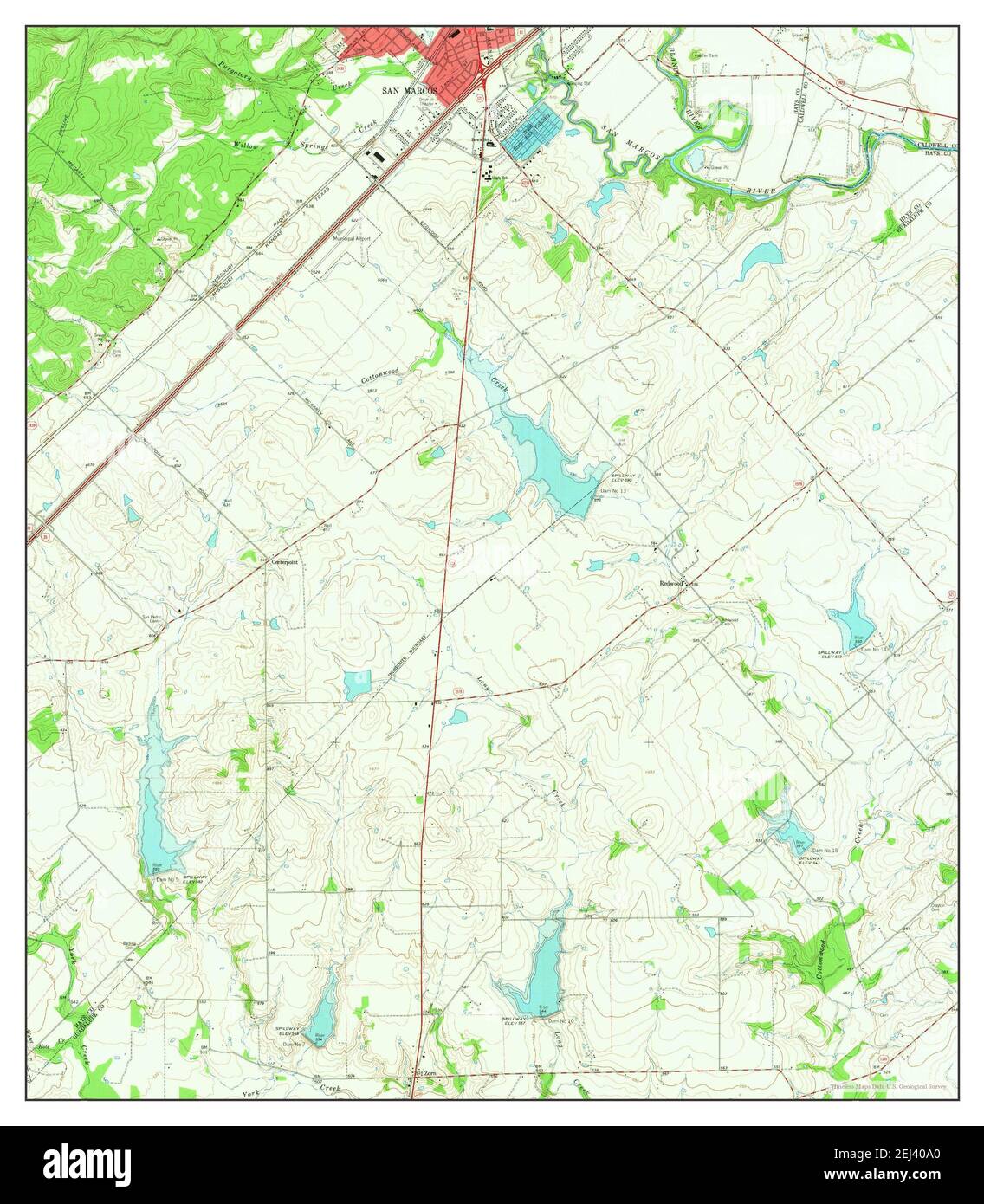 San Marcos South, Texas, map 1964, 124000, United States of America by