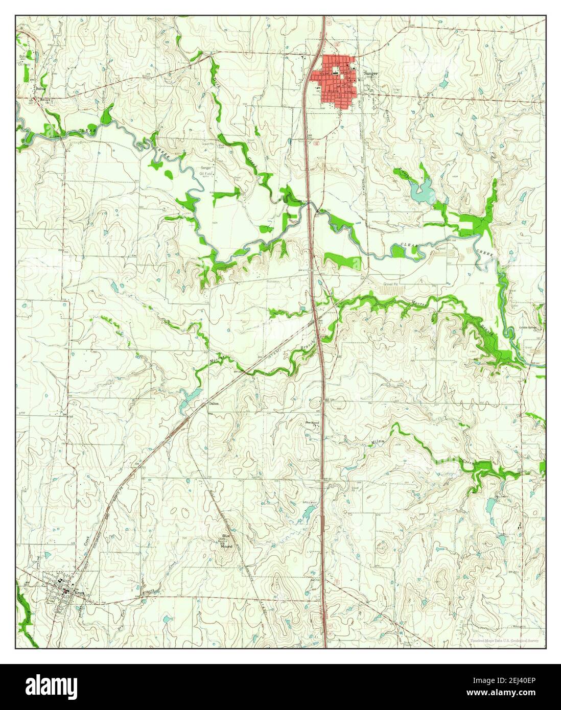 Sanger, Texas, map 1960, 124000, United States of America by Timeless