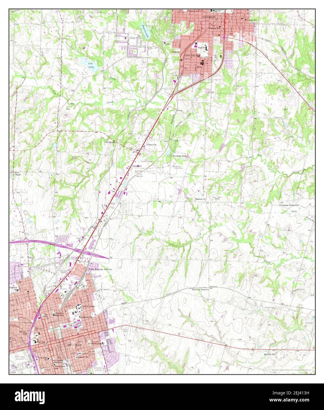 Sherman, Texas, map 1958, 124000, United States of America by Timeless