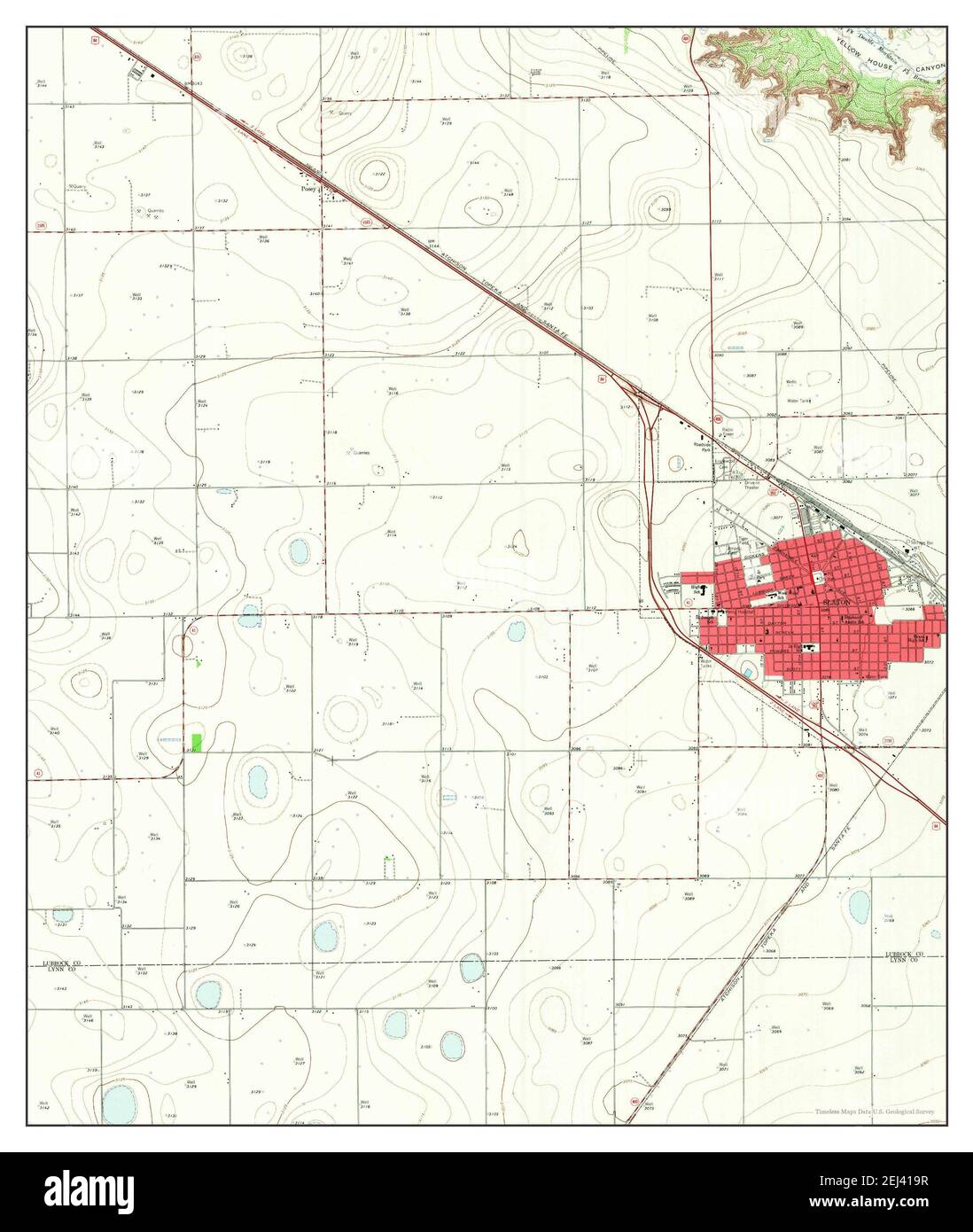 Slaton, Texas, map 1965, 124000, United States of America by Timeless