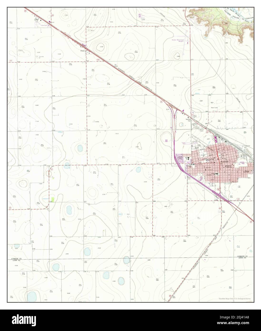 Slaton, Texas, map 1965, 124000, United States of America by Timeless