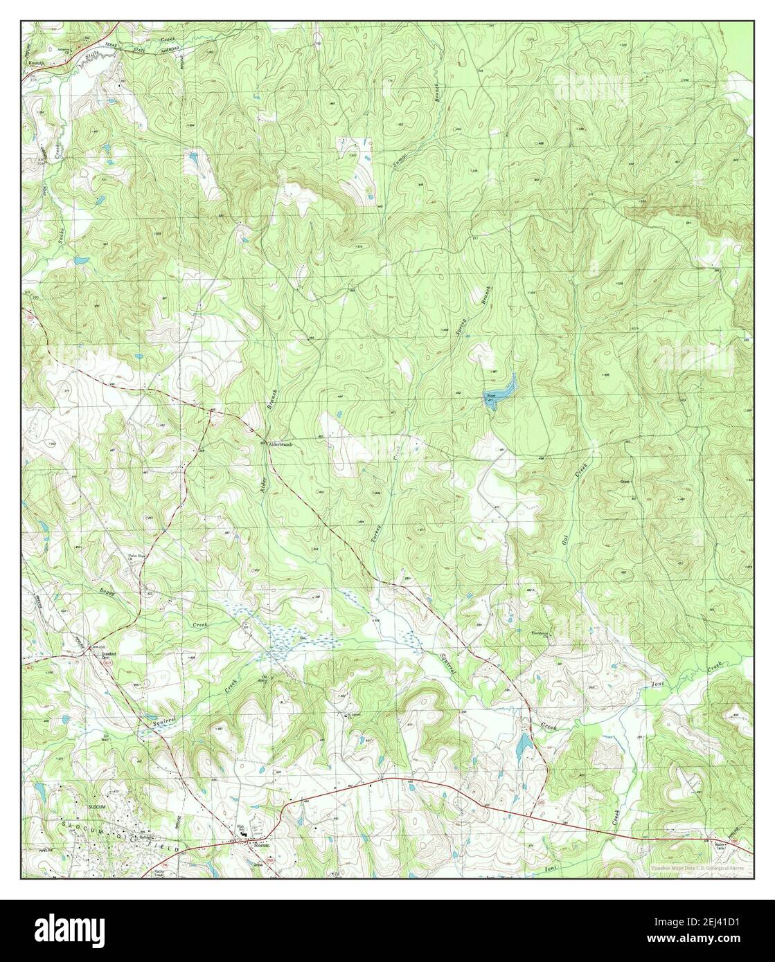 Slocum, Texas, map 1982, 124000, United States of America by Timeless