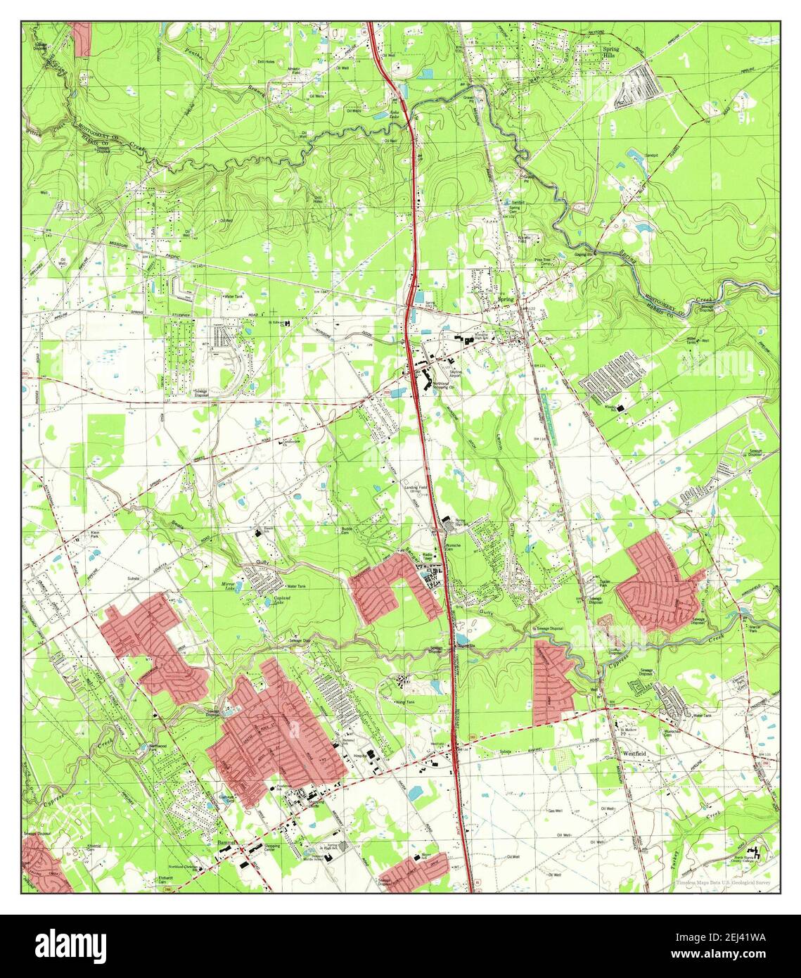 Spring, Texas, map 1982, 124000, United States of America by Timeless