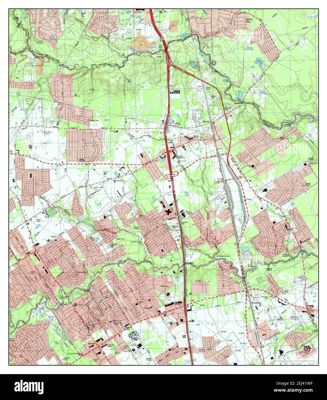 Spring, Texas, map 1995, 124000, United States of America by Timeless