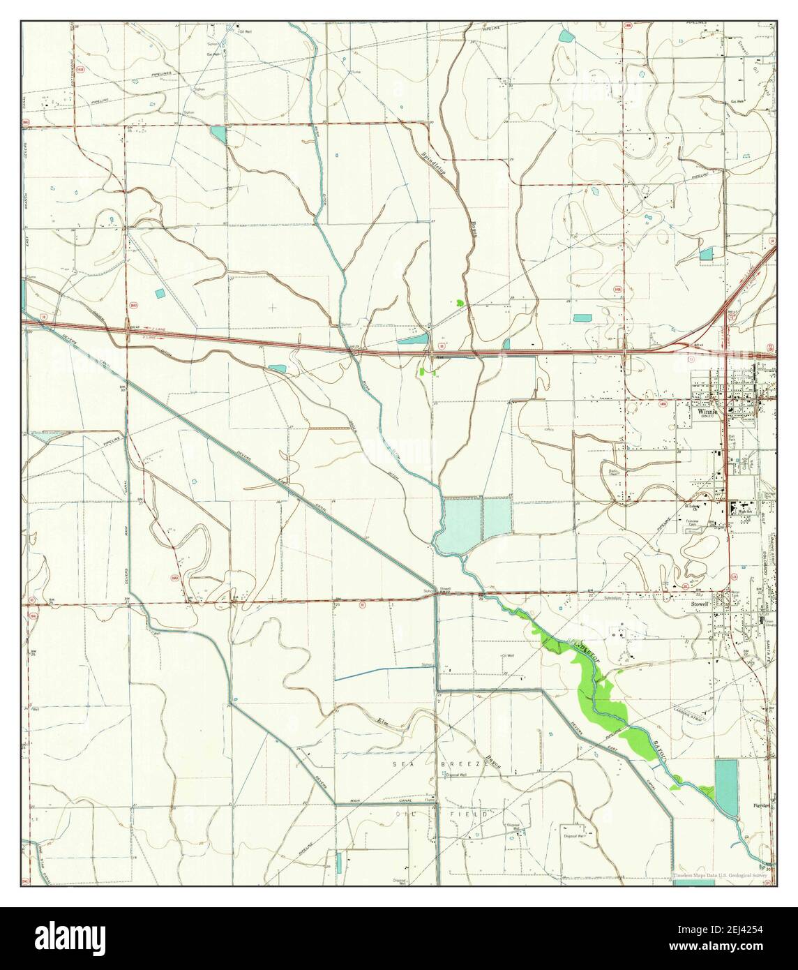 Stowell, Texas, map 1962, 124000, United States of America by Timeless