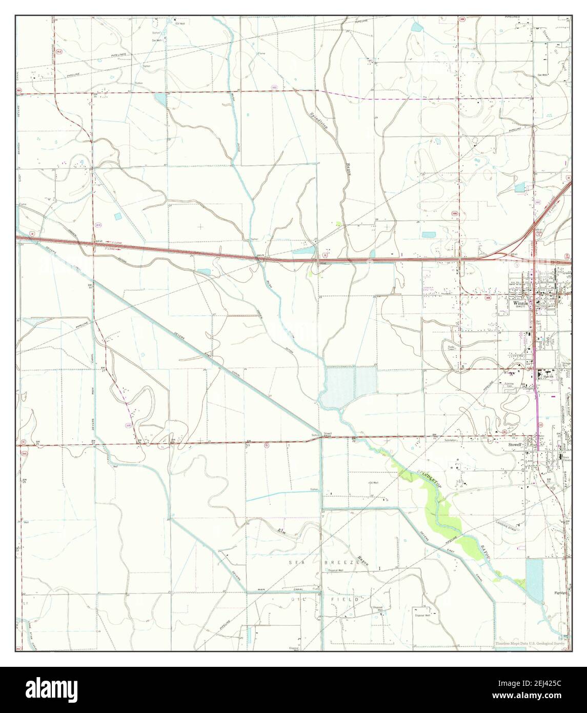 Stowell, Texas, map 1962, 124000, United States of America by Timeless