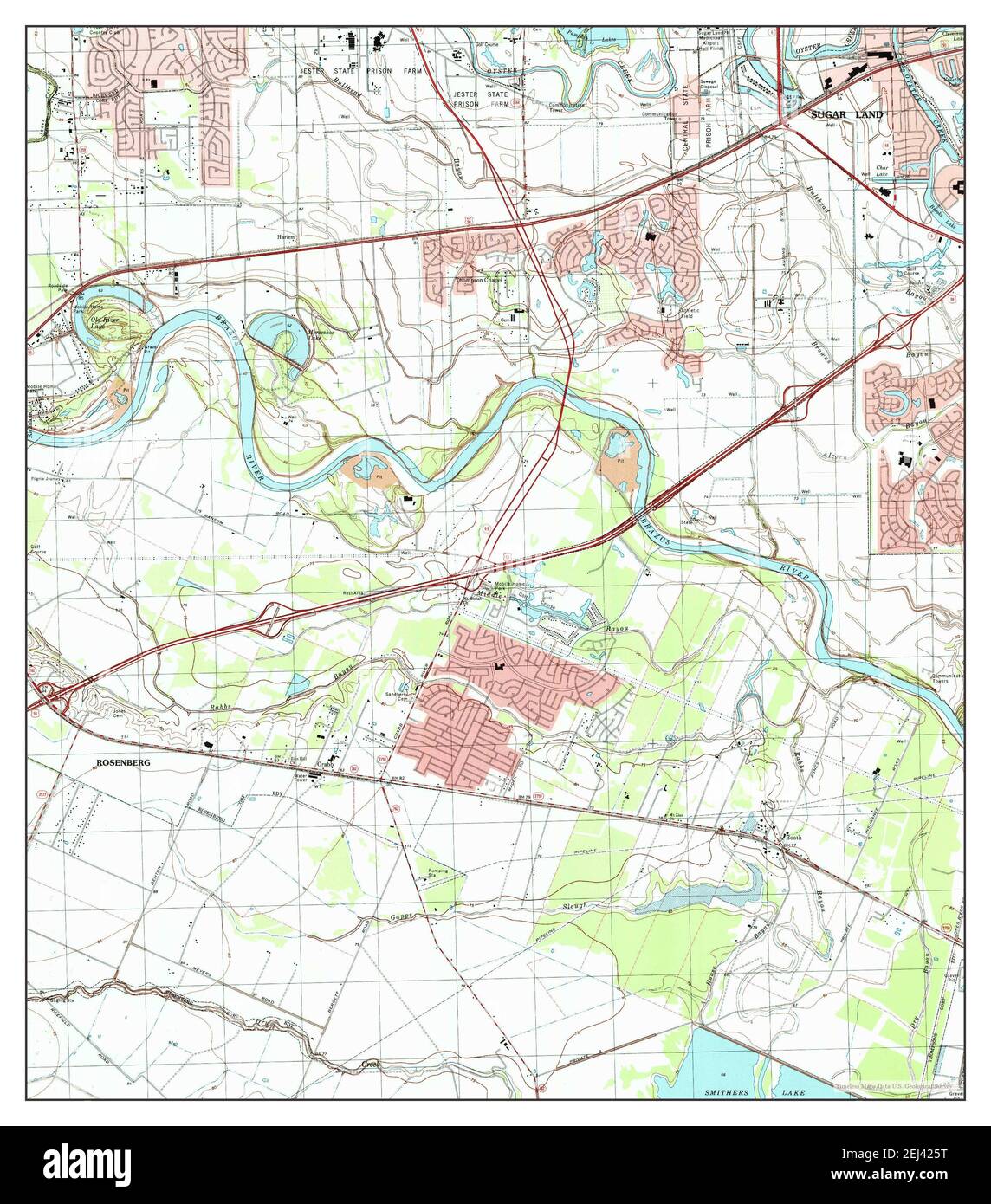 Sugar Land, Texas, map 1995, 1:24000, United States of America by Timeless Maps, data U.S. Geological Survey Stock Photo