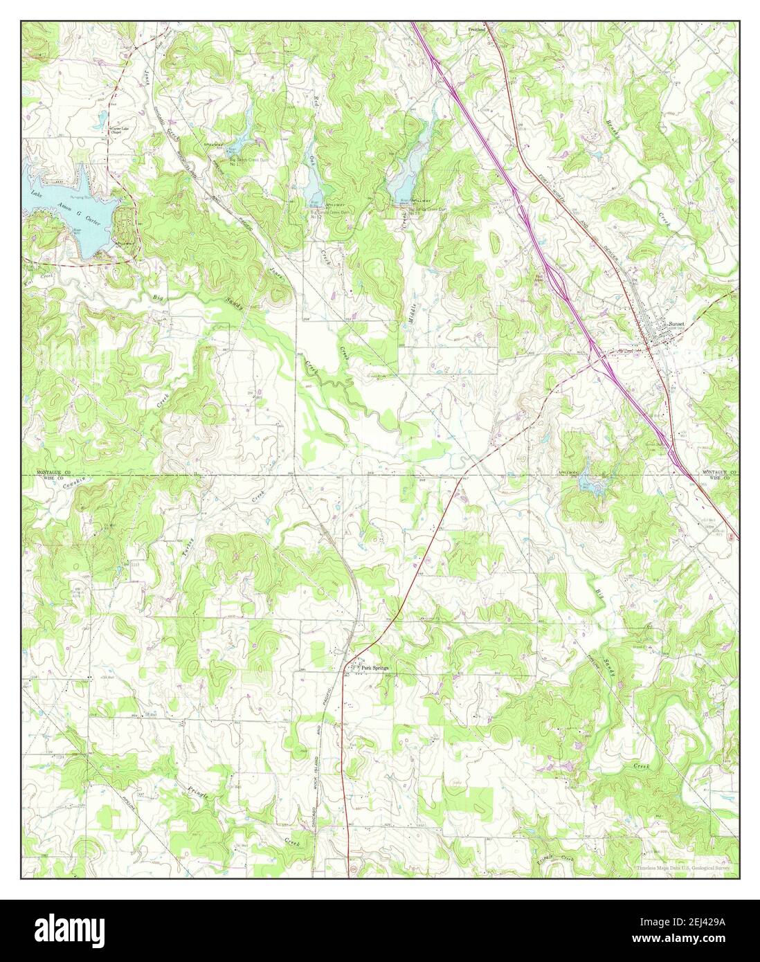Sunset, Texas, map 1961, 124000, United States of America by Timeless