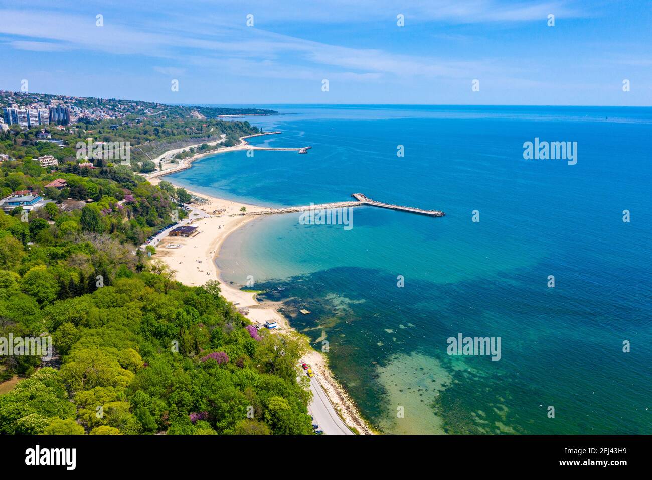 Aerial view of the central beach of the bulgarian town Varna Stock ...