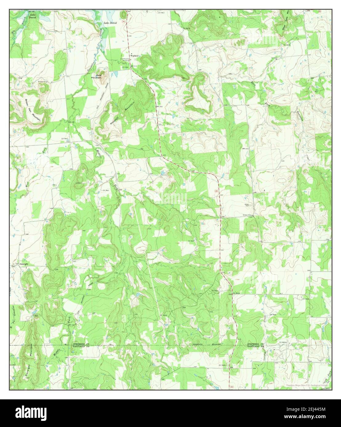 Wayland, Texas, map 1967, 124000, United States of America by Timeless