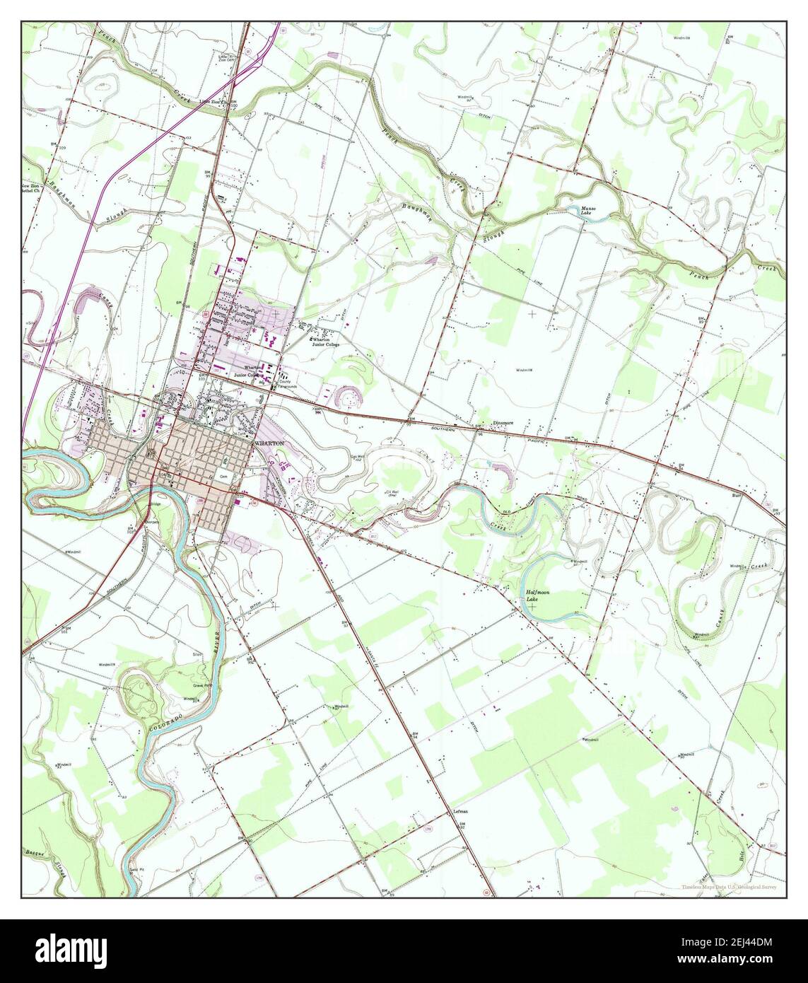 Wharton, Texas, map 1953, 124000, United States of America by Timeless