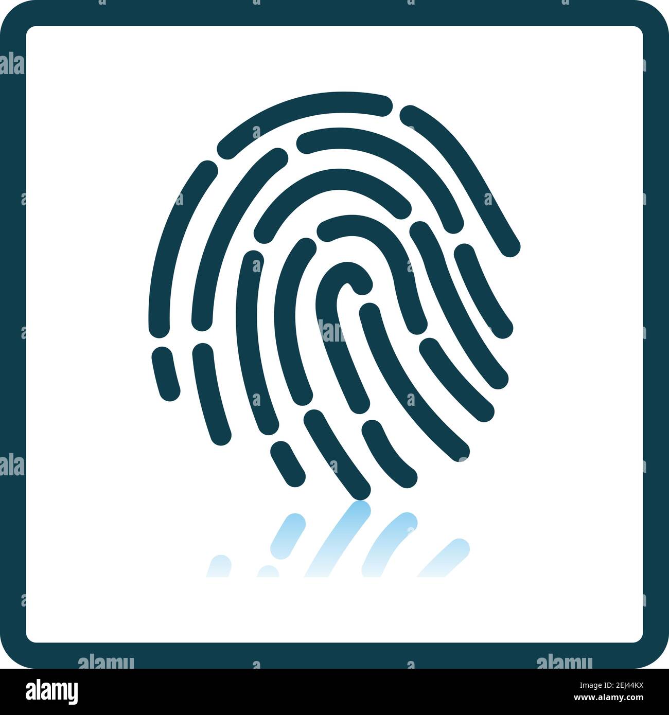 Fingerprint Icon. Square Shadow Reflection Design. Vector Illustration. Stock Vector