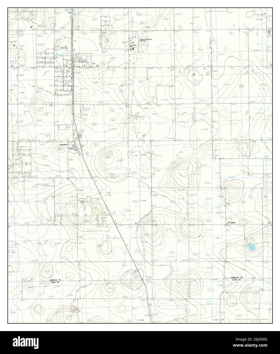 Woodrow, Texas, map 1985, 124000, United States of America by Timeless