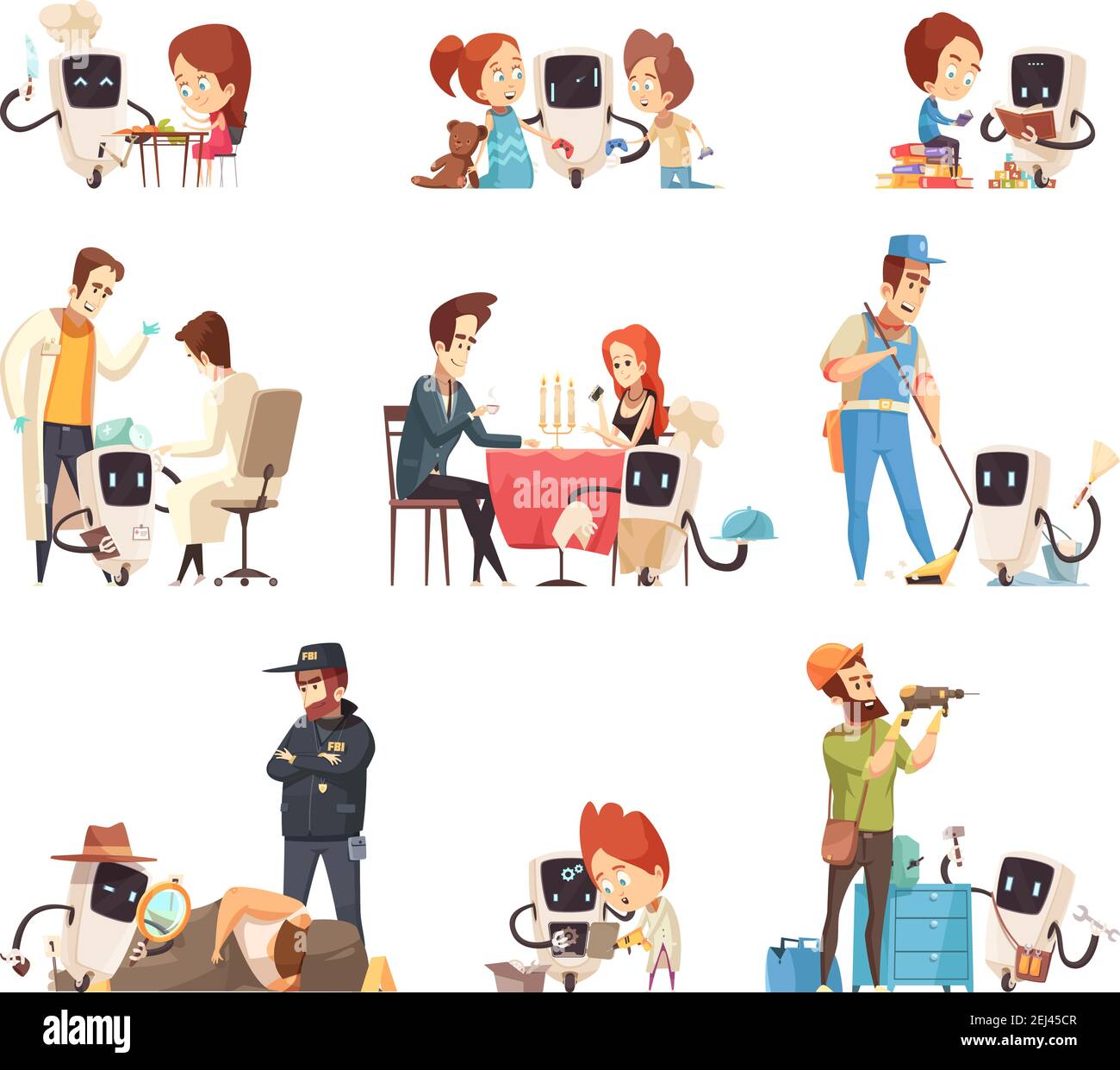 Police Helping People Cartoon