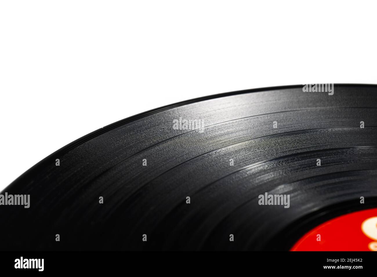 A top view closeup of a classic vinyl record, old black color on a ...